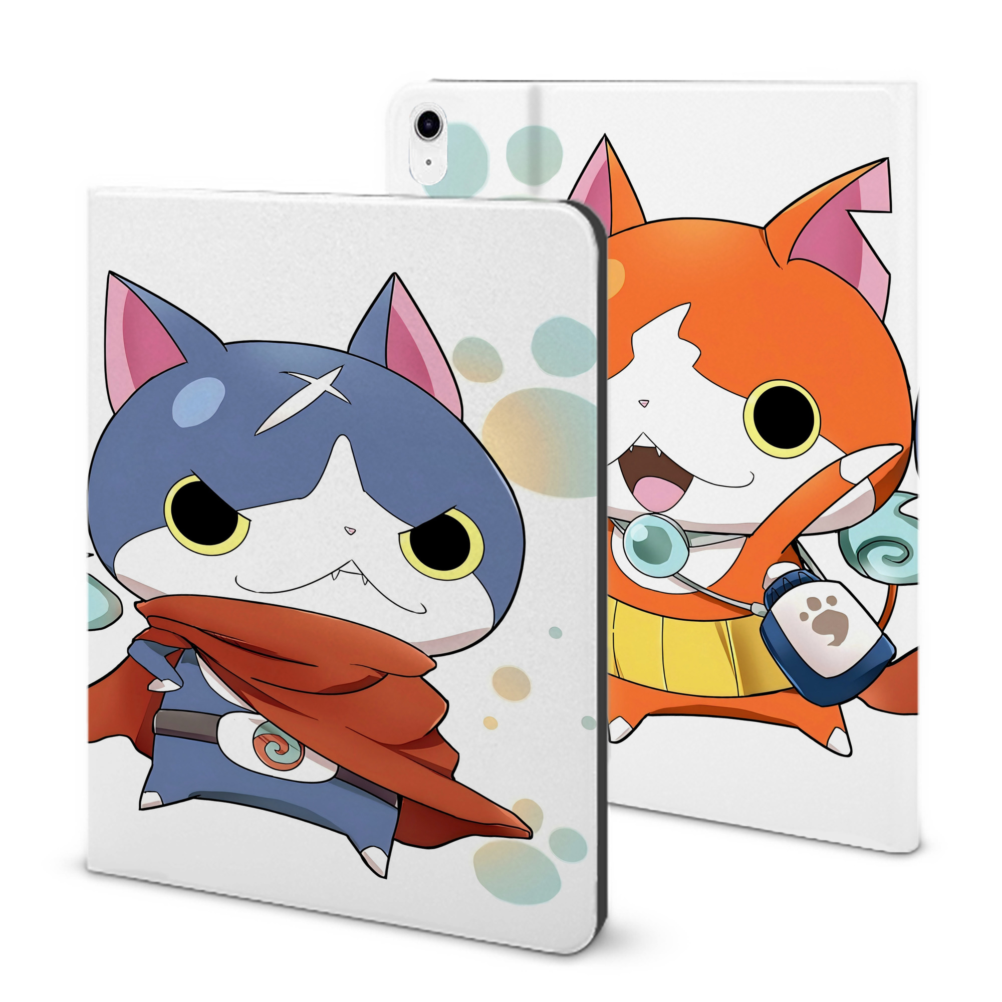 （画像用） 妖怪ウォッチ Yo-kai Watch IPad ケース ブック型 PUレザー TPU 耐衝撃 軽量 薄型 ペン収納なし 全面保護 IPad 各モデル対応